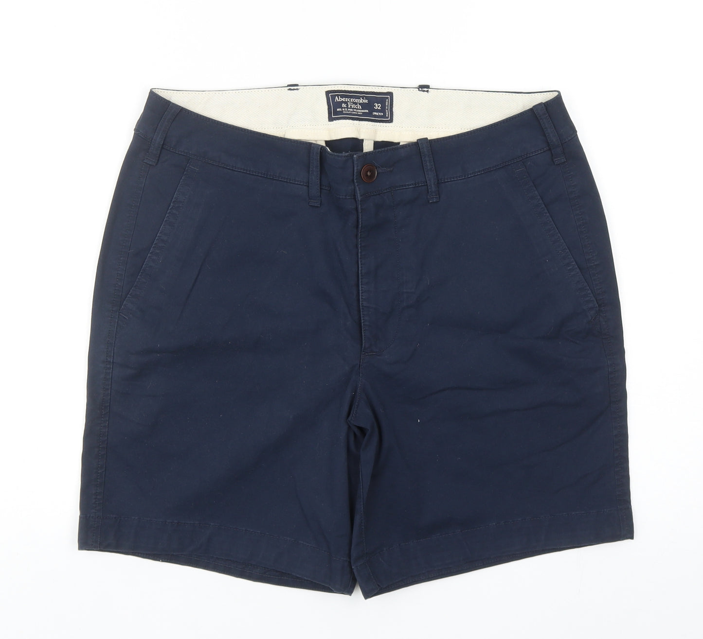 Abercrombie & Fitch Mens Blue Cotton Chino Shorts Size 32 in Regular Zip