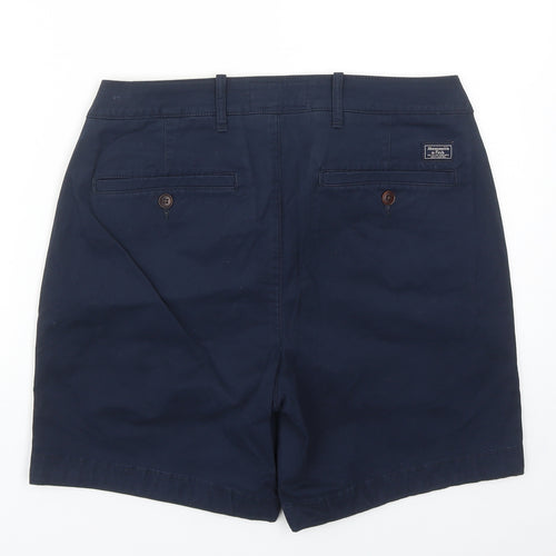 Abercrombie & Fitch Mens Blue Cotton Chino Shorts Size 32 in Regular Zip
