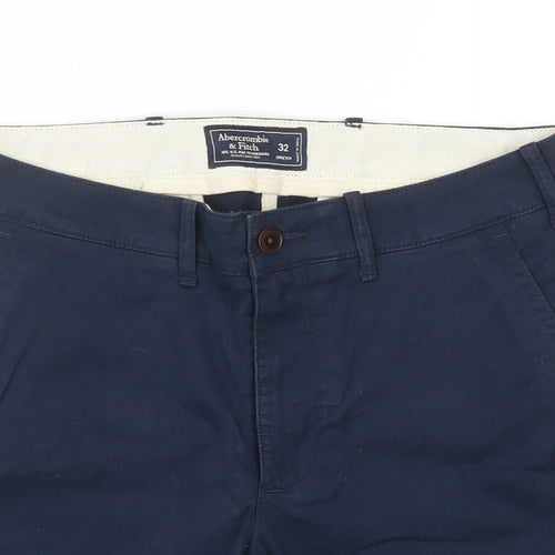 Abercrombie & Fitch Mens Blue Cotton Chino Shorts Size 32 in Regular Zip