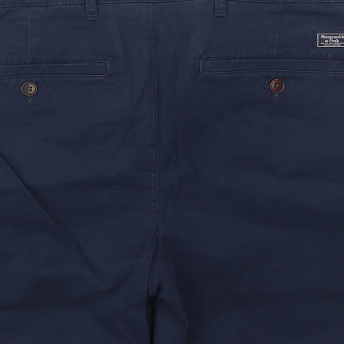 Abercrombie & Fitch Mens Blue Cotton Chino Shorts Size 32 in Regular Zip