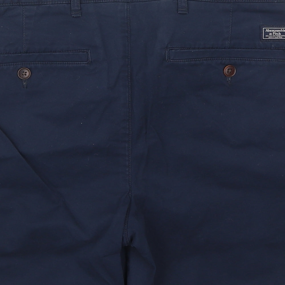 Abercrombie & Fitch Mens Blue Cotton Chino Shorts Size 32 in Regular Zip