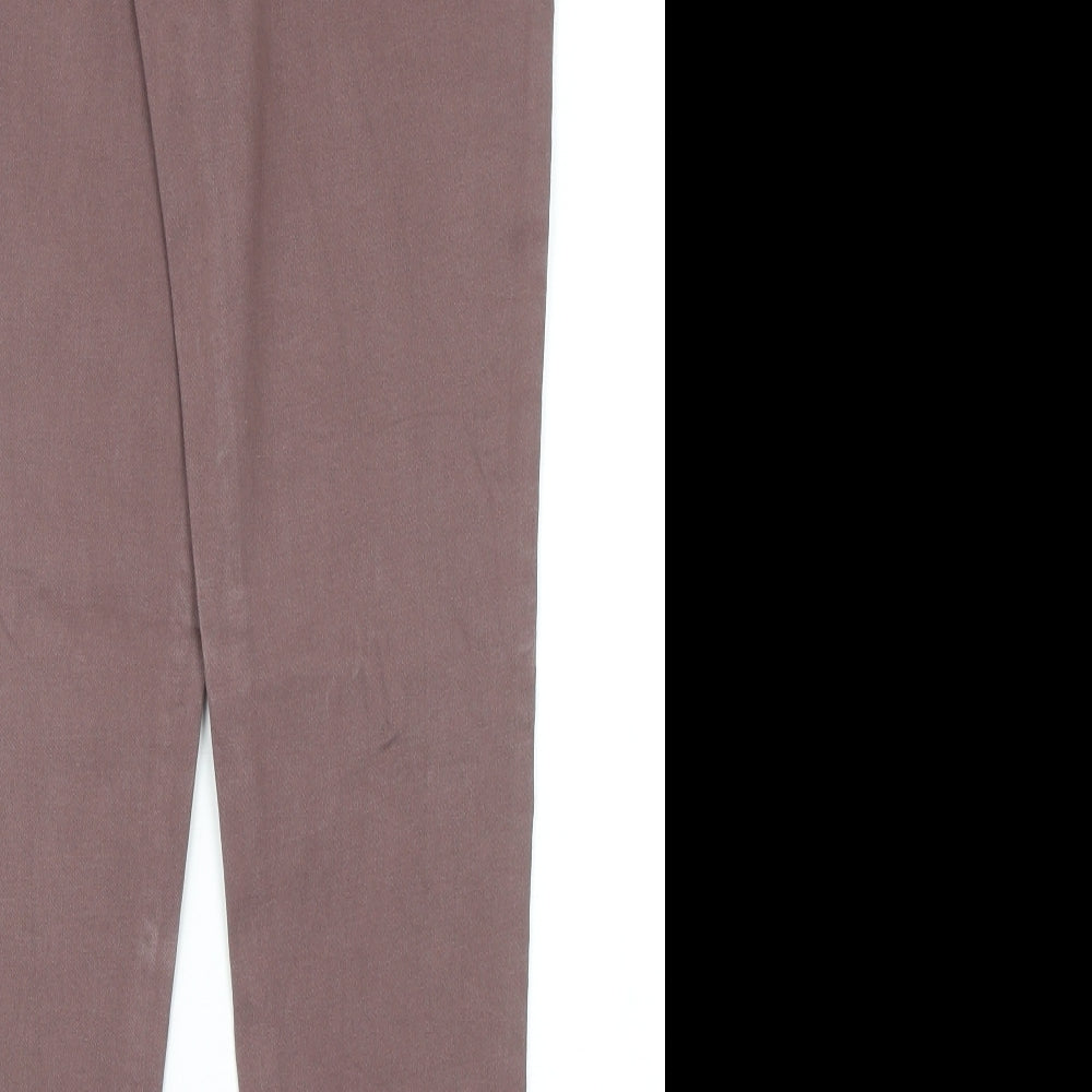 F&F Womens Brown Cotton Skinny Jeans Size 12 Regular Zip - Lace Up Ankle Detail