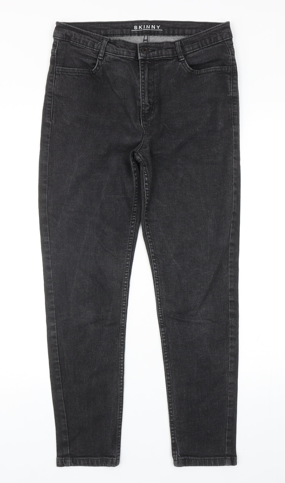 Marks and Spencer Womens Grey Cotton Skinny Jeans Size 12 Regular Zip