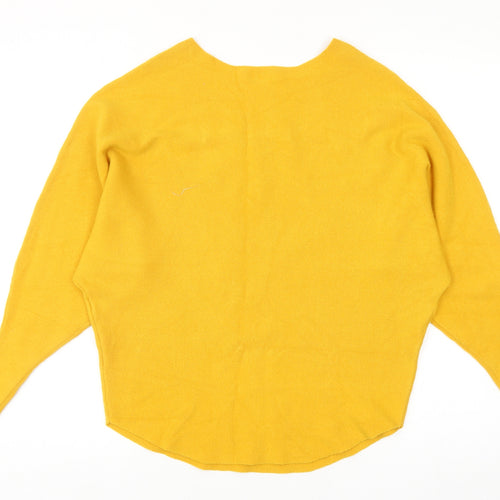 Amo & Roma Womens Yellow Round Neck Viscose Pullover Jumper Size S - Feather