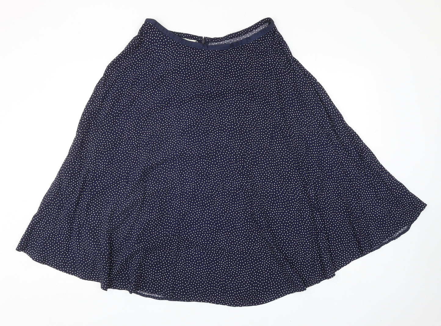 Monsoon Womens Blue Polka Dot Viscose Swing Skirt Size 12 Zip