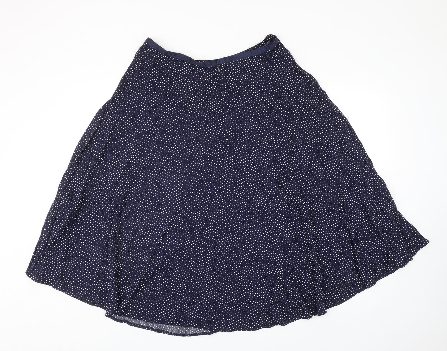 Monsoon Womens Blue Polka Dot Viscose Swing Skirt Size 12 Zip
