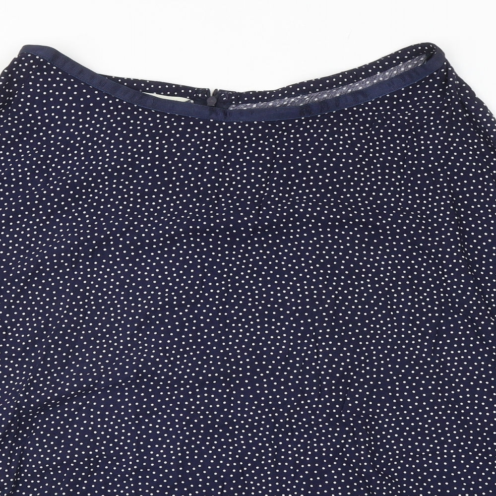 Monsoon Womens Blue Polka Dot Viscose Swing Skirt Size 12 Zip