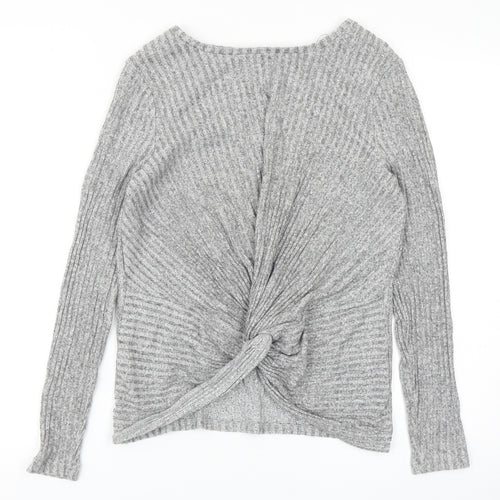 New Look Womens Grey Round Neck Viscose Pullover Jumper Size 8