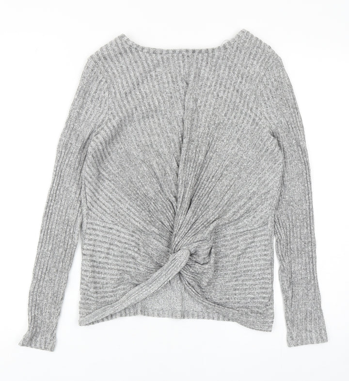 New Look Womens Grey Round Neck Viscose Pullover Jumper Size 8