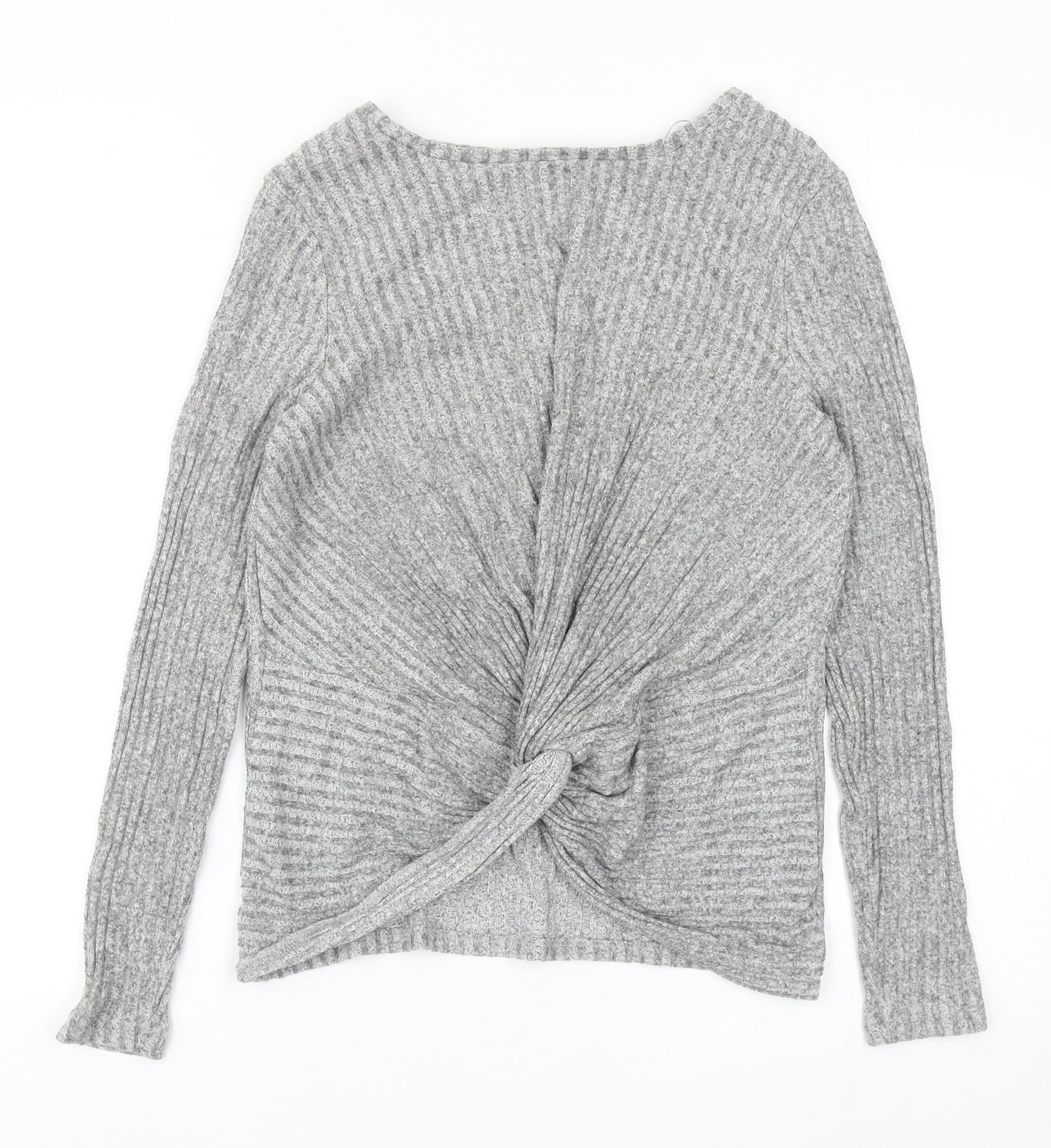 New Look Womens Grey Round Neck Viscose Pullover Jumper Size 8