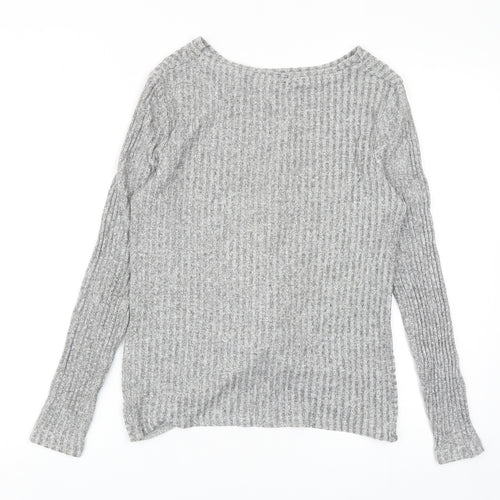 New Look Womens Grey Round Neck Viscose Pullover Jumper Size 8