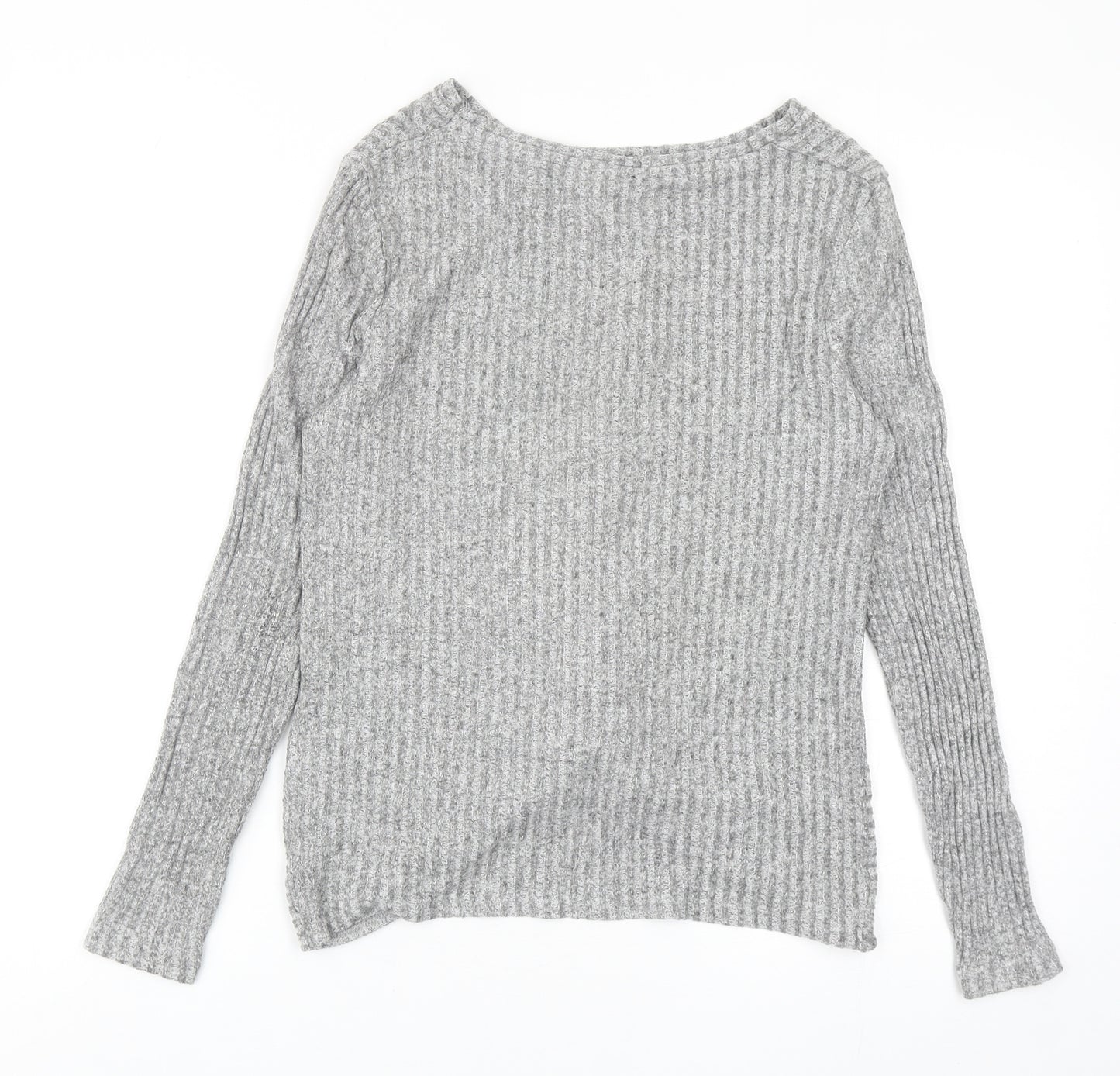 New Look Womens Grey Round Neck Viscose Pullover Jumper Size 8