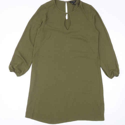 New Look Womens Green Polyester Sheath Size 8 Round Neck Button
