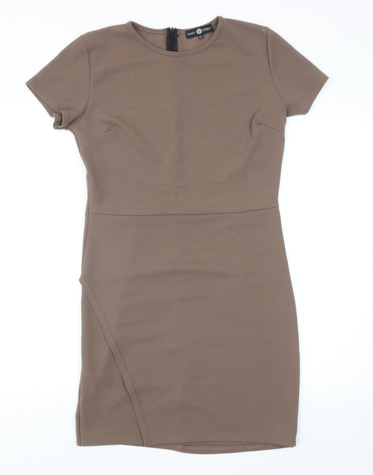 Daisy Street Womens Brown Polyester A-Line Size XL Round Neck Zip