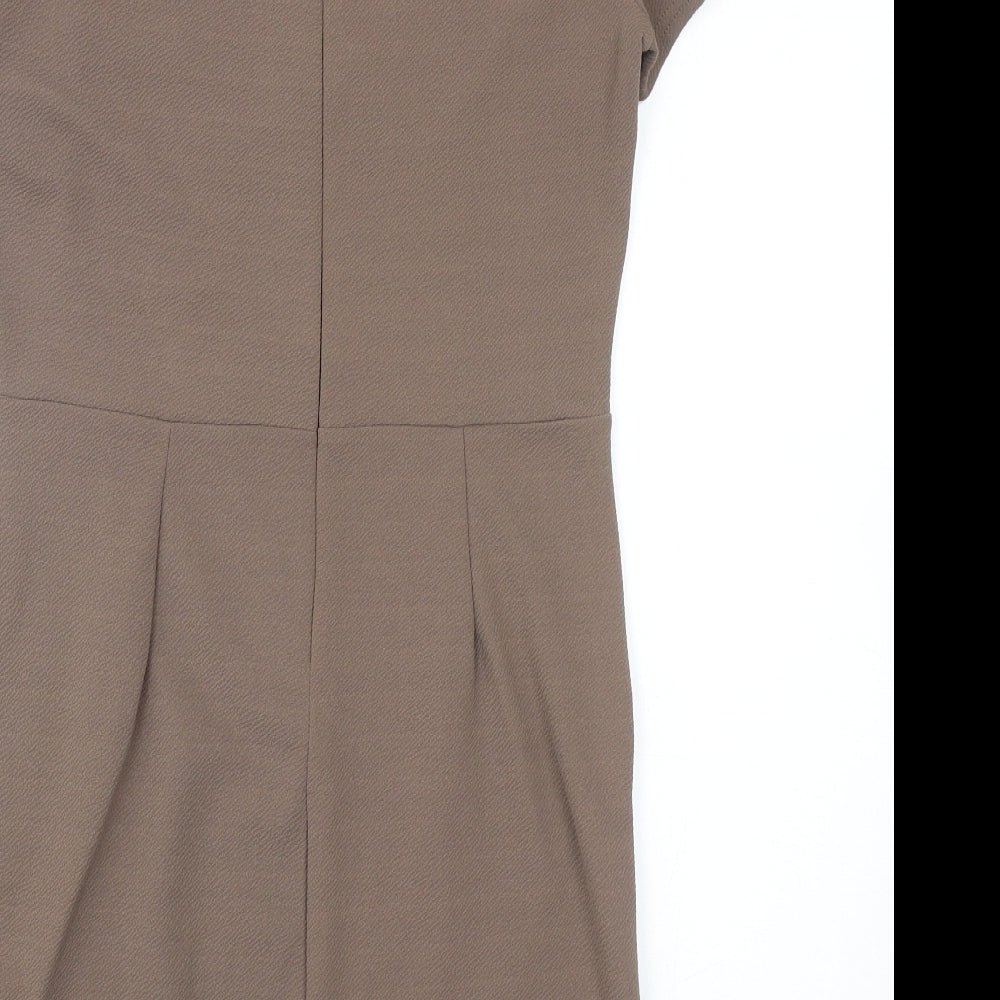 Daisy Street Womens Brown Polyester A-Line Size XL Round Neck Zip