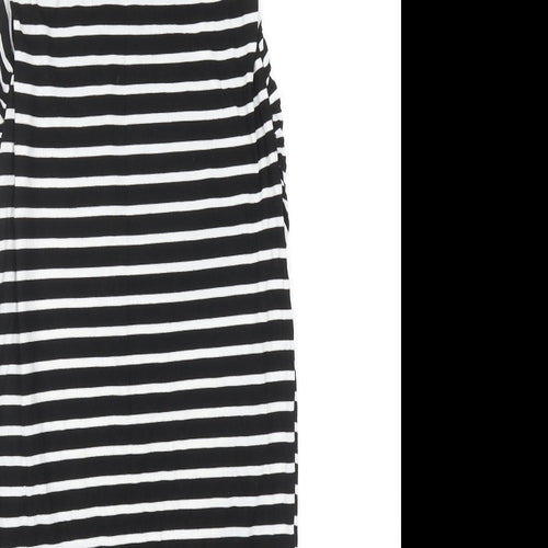 Blue Bell Womens Black Striped Viscose T-Shirt Dress Size 8 V-Neck Pullover