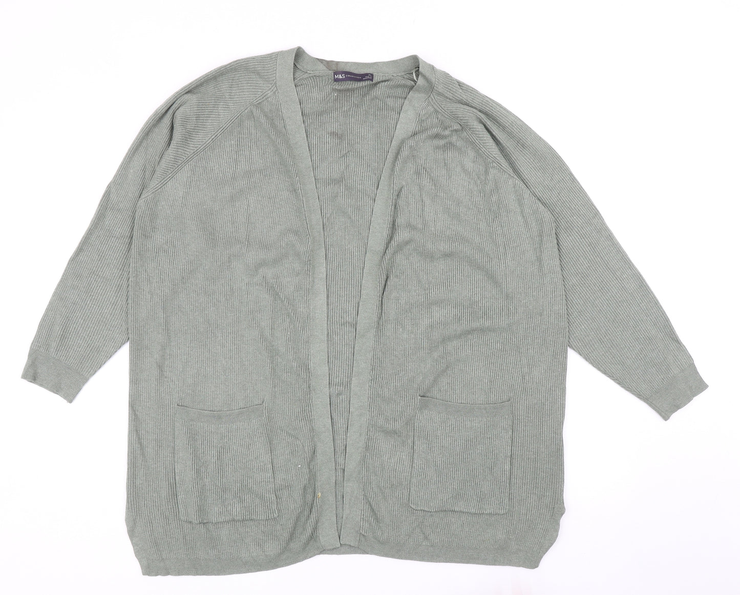 Marks and Spencer Womens Green V-Neck Viscose Cardigan Jumper Size XL