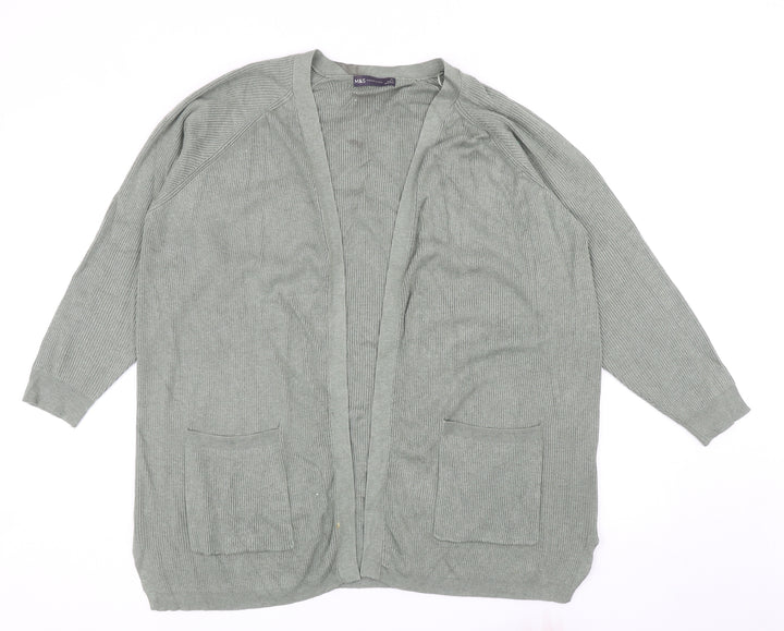 Marks and Spencer Womens Green V-Neck Viscose Cardigan Jumper Size XL