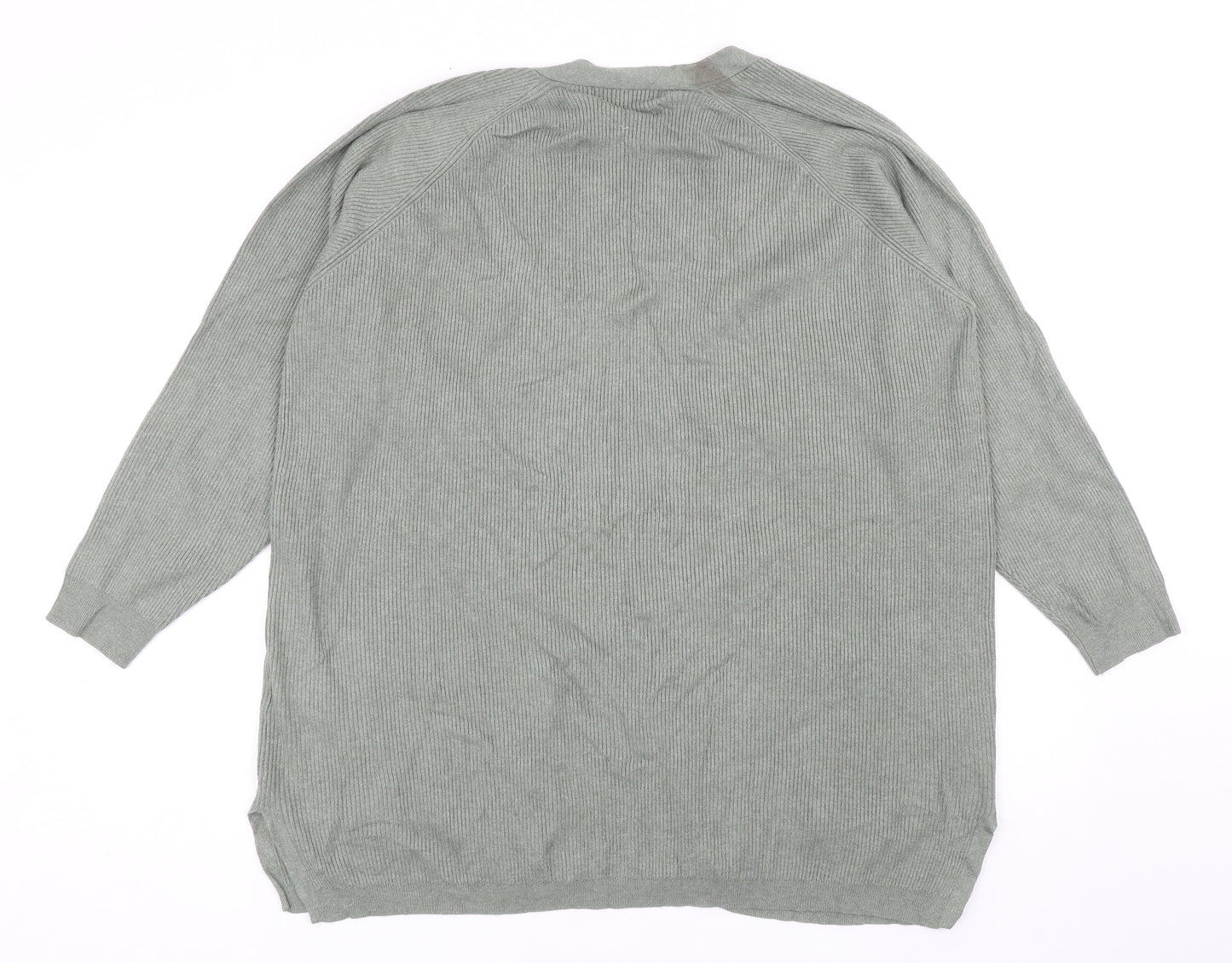 Marks and Spencer Womens Green V-Neck Viscose Cardigan Jumper Size XL