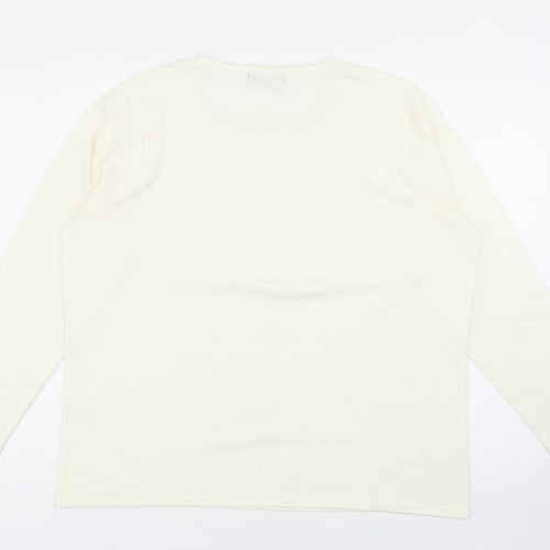 Bonmarché Womens Ivory Square Neck Acrylic Pullover Jumper Size L
