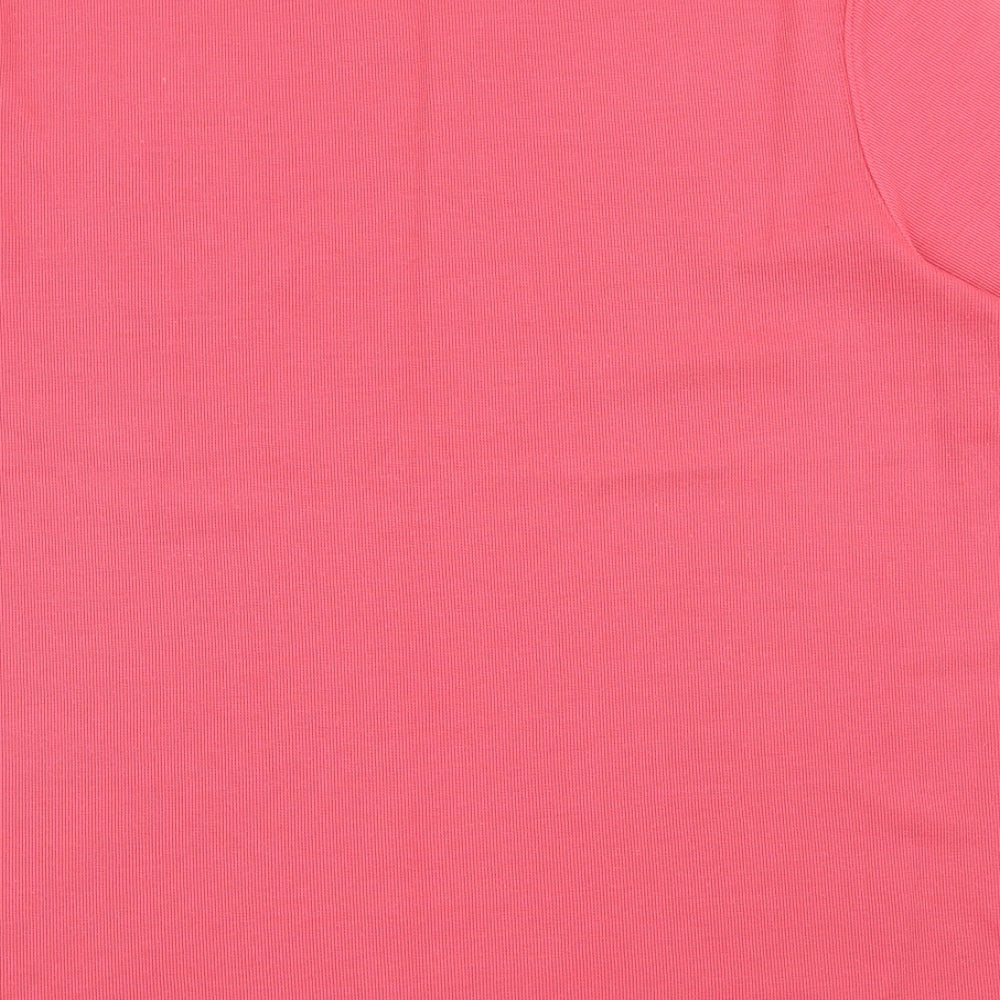 Bonmarché Womens Pink Polyester Basic T-Shirt Size L Round Neck - Flower Detail