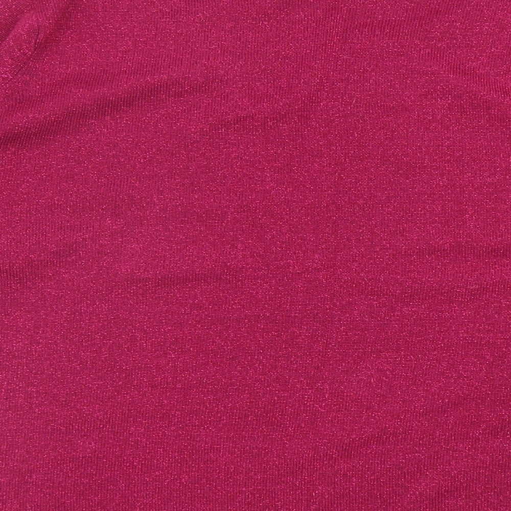 Bonmarché Womens Pink Round Neck Acrylic Pullover Jumper Size L - Flower Detail
