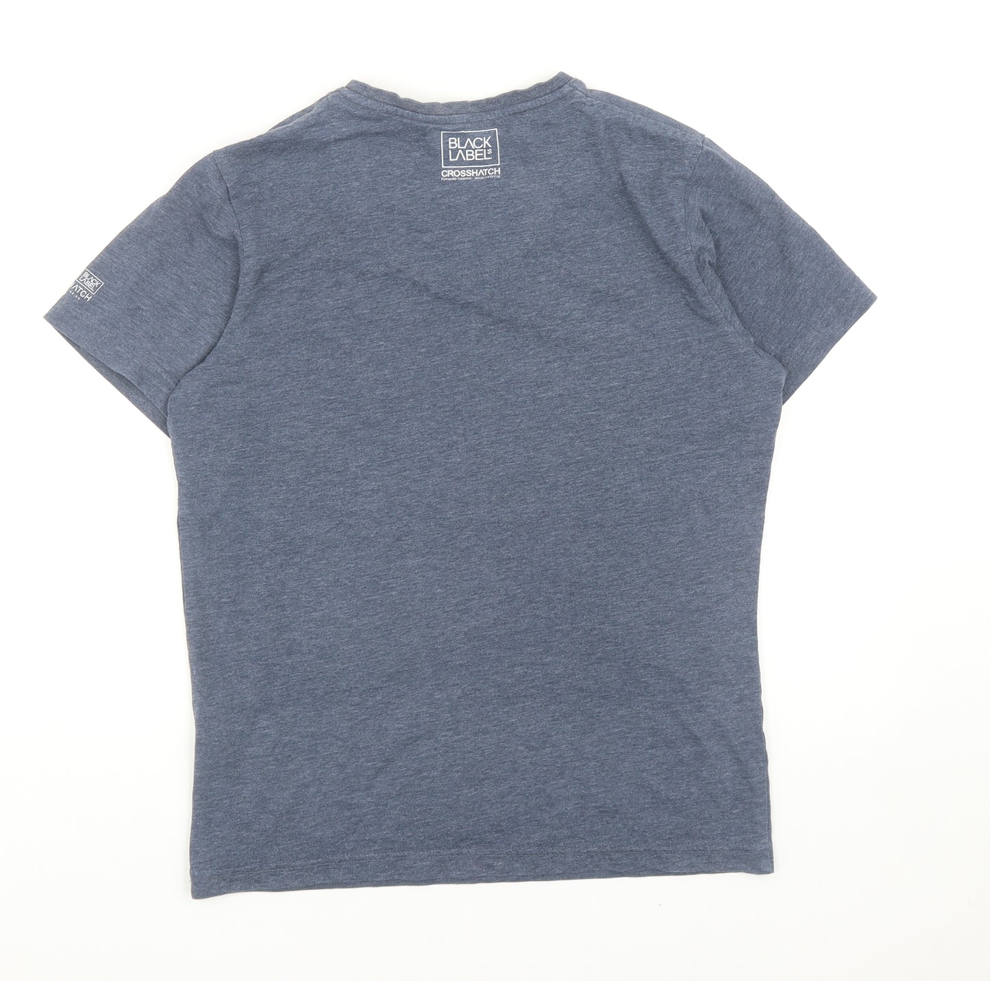 Crosshatch Mens Blue Cotton T-Shirt Size S V-Neck