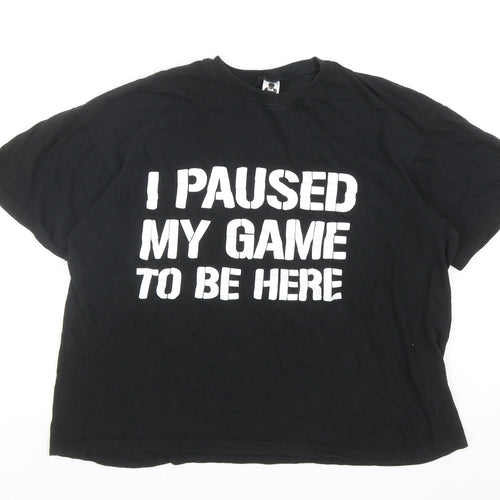 Club Boys Black Cotton Basic T-Shirt Size S Round Neck Pullover - I Paused my Game to be Here