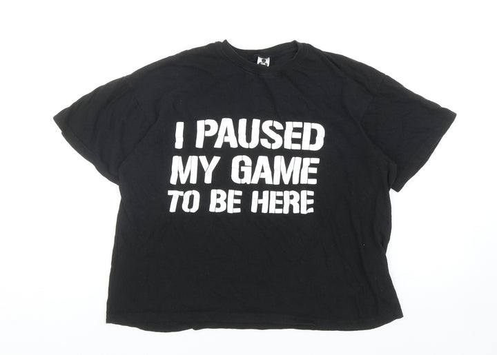 Club Boys Black Cotton Basic T-Shirt Size S Round Neck Pullover - I Paused my Game to be Here