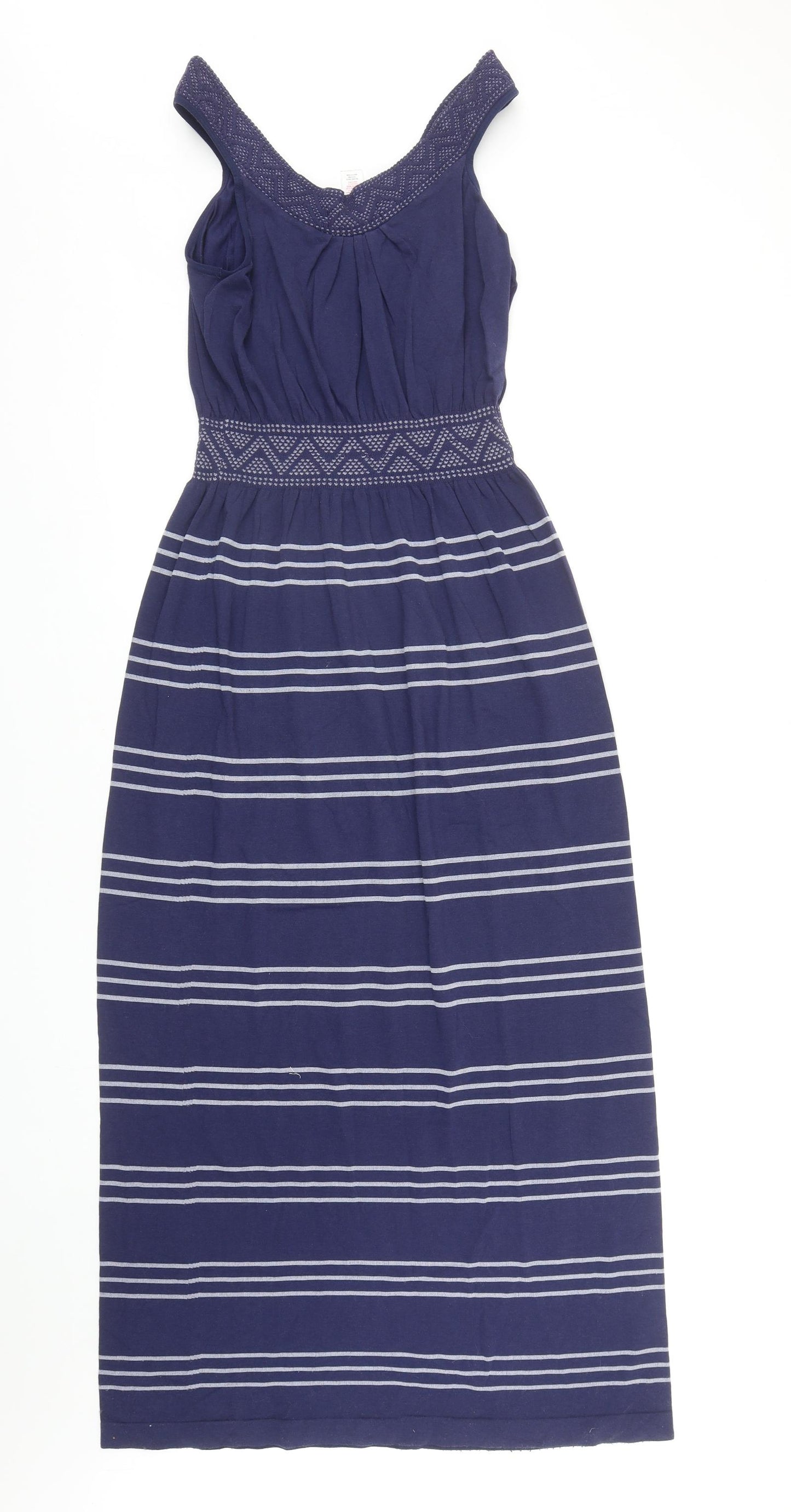 Atmosphere Womens Blue Striped Polyamide Maxi Size M Scoop Neck Pullover
