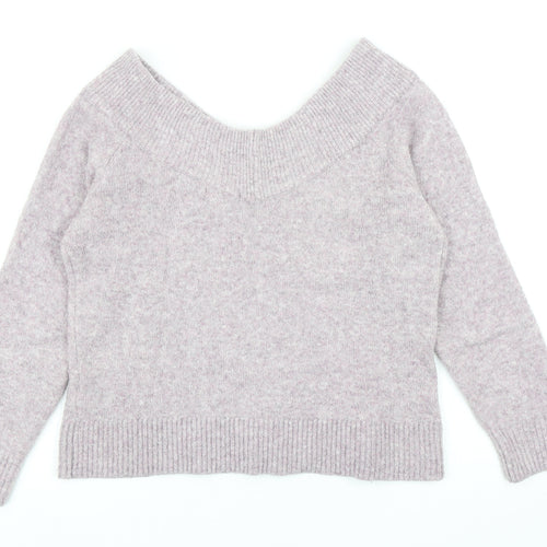 H&M Womens Purple Scoop Neck Acrylic Pullover Jumper Size M