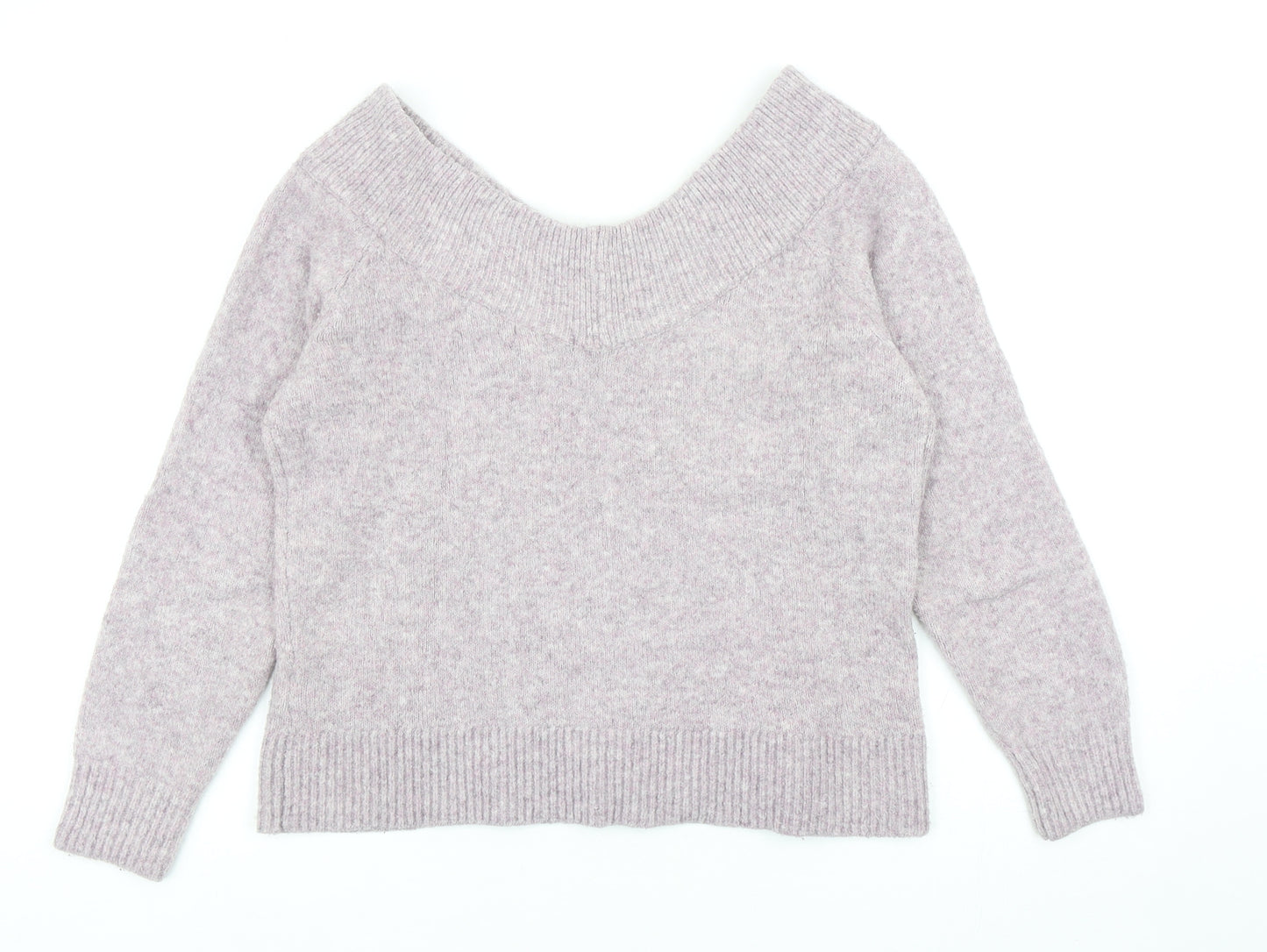 H&M Womens Purple Scoop Neck Acrylic Pullover Jumper Size M