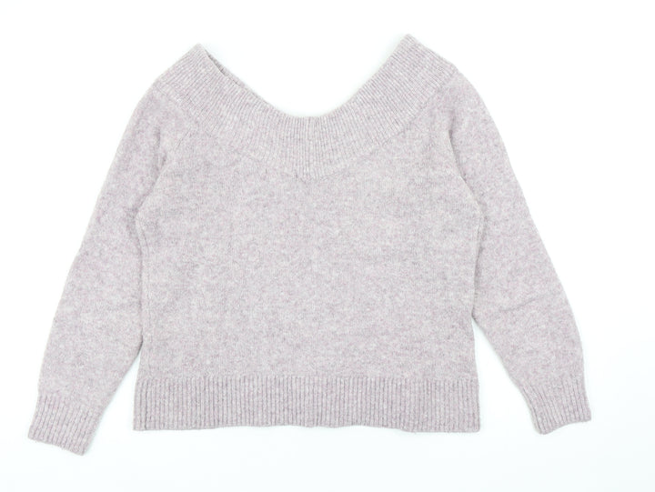H&M Womens Purple Scoop Neck Acrylic Pullover Jumper Size M
