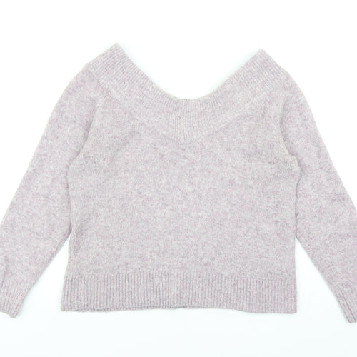 H&M Womens Purple Scoop Neck Acrylic Pullover Jumper Size M