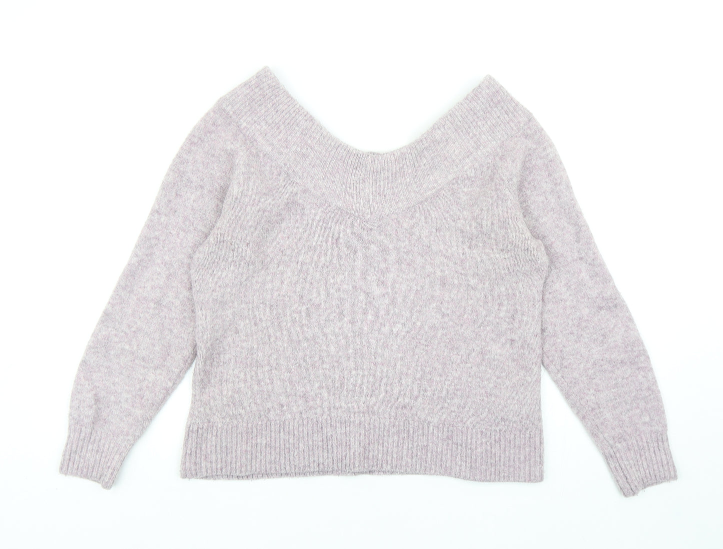 H&M Womens Purple Scoop Neck Acrylic Pullover Jumper Size M