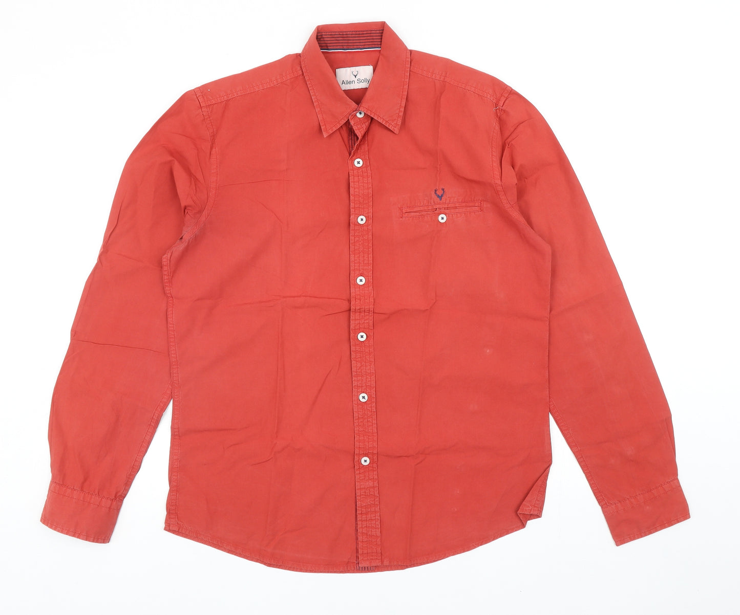 Allen Solly Mens Orange Cotton Button-Up Size 40 Collared Button