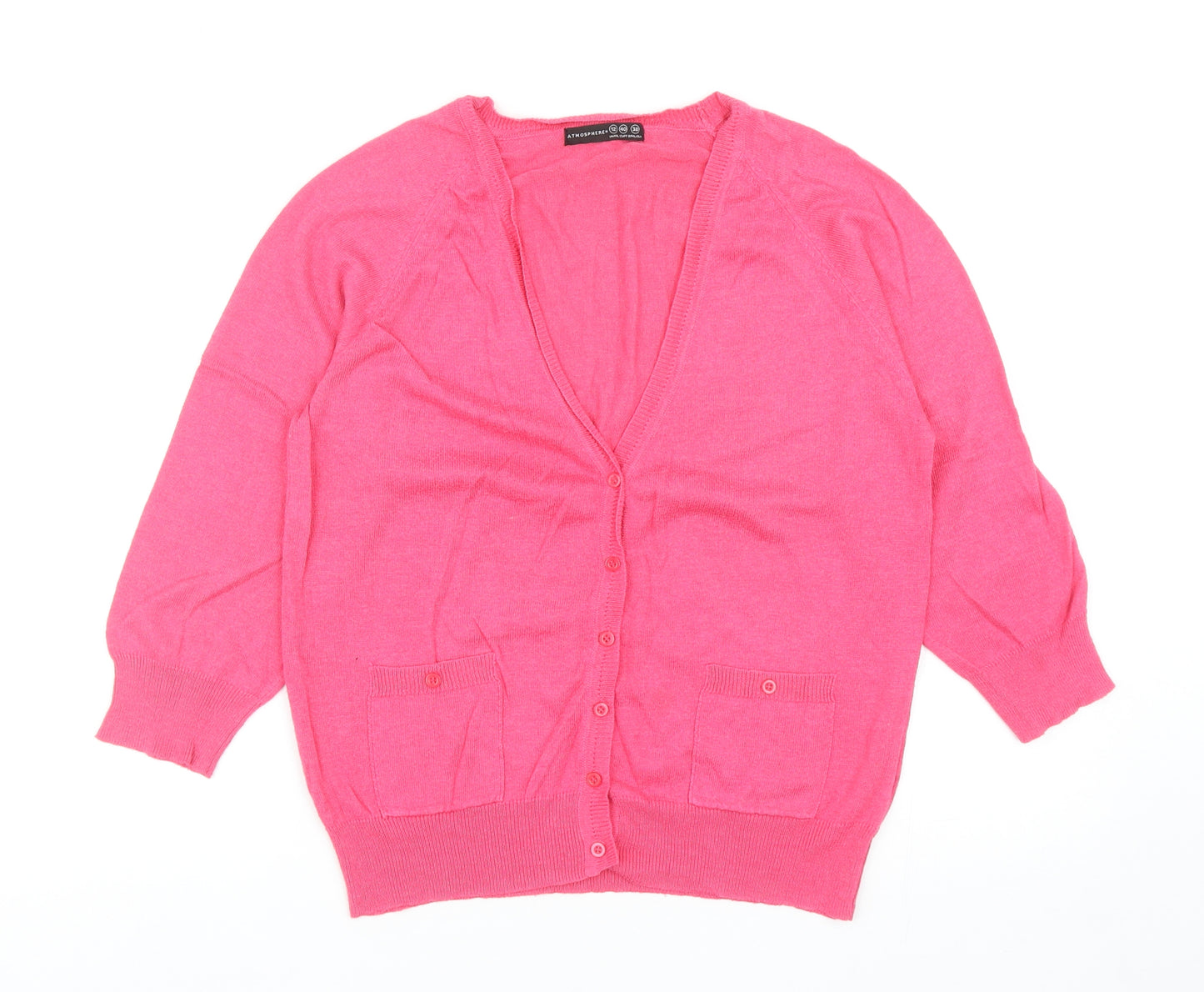 Atmosphere Womens Pink V-Neck Viscose Cardigan Jumper Size 12