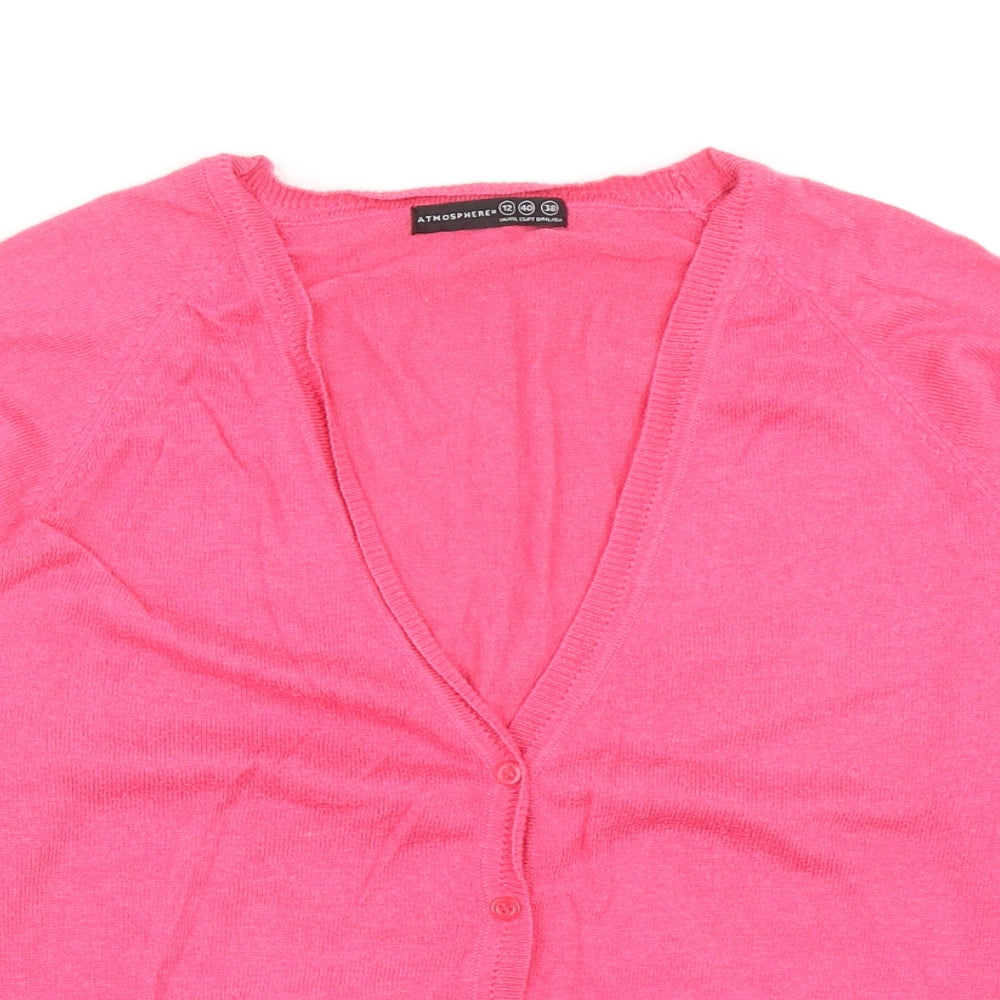 Atmosphere Womens Pink V-Neck Viscose Cardigan Jumper Size 12