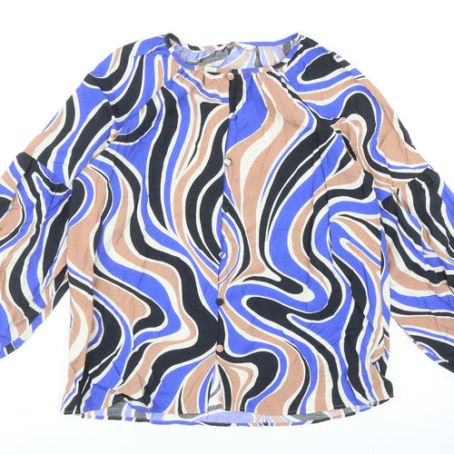 TU Womens Multicoloured Geometric Viscose Basic Blouse Size 10 Round Neck