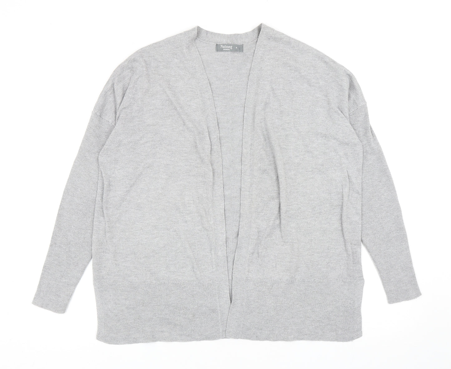 Nutmeg Womens Grey V-Neck Nylon Cardigan Jumper Size 8