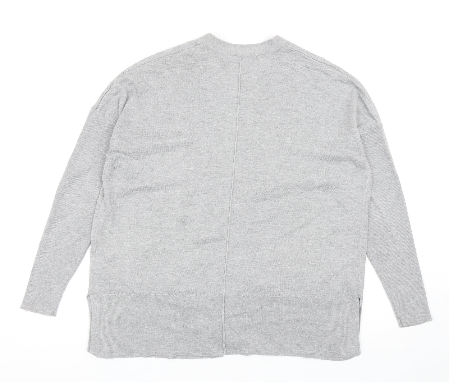 Nutmeg Womens Grey V-Neck Nylon Cardigan Jumper Size 8
