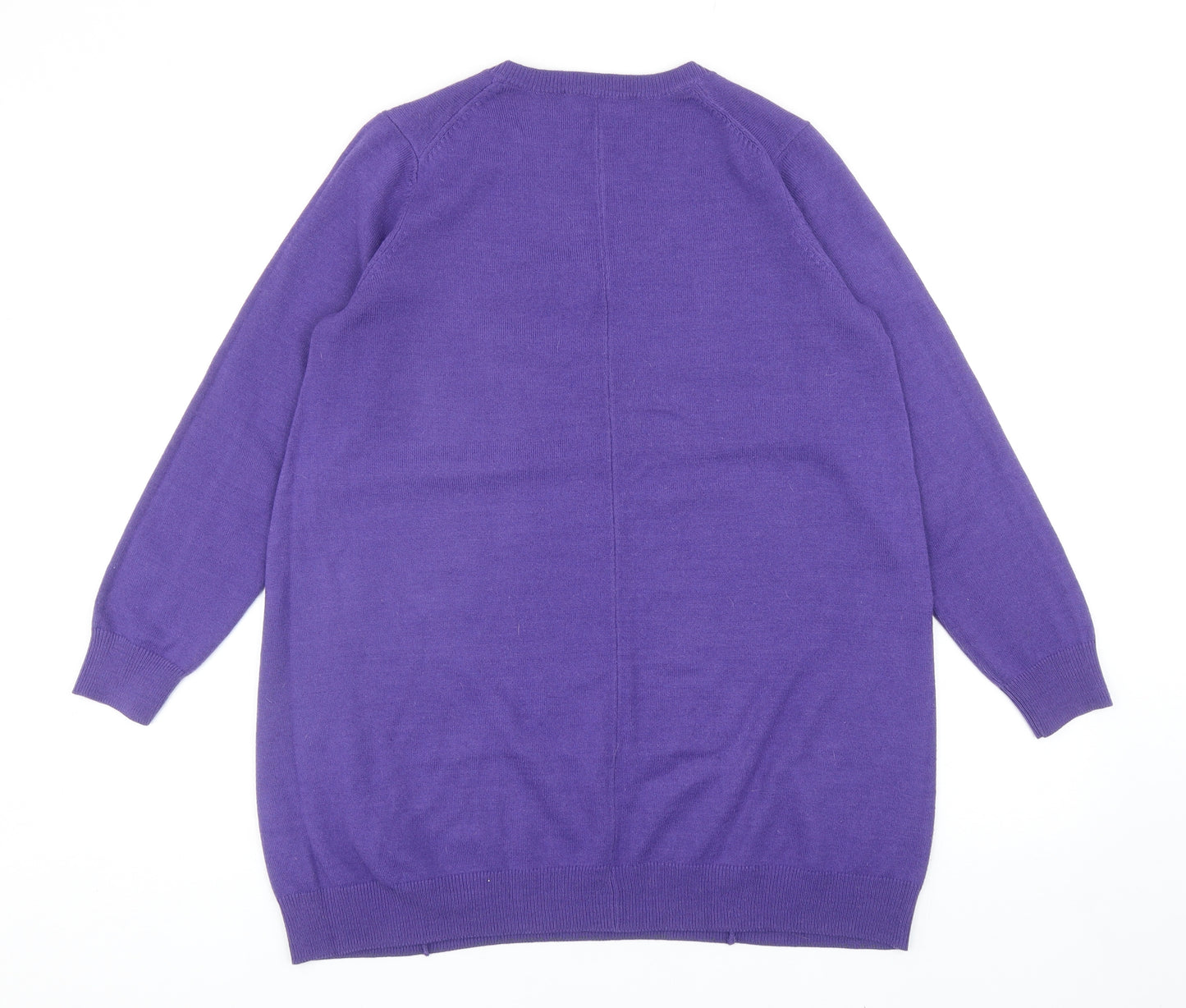 Marks and Spencer Womens Purple V-Neck Acrylic Pullover Jumper Size 12
