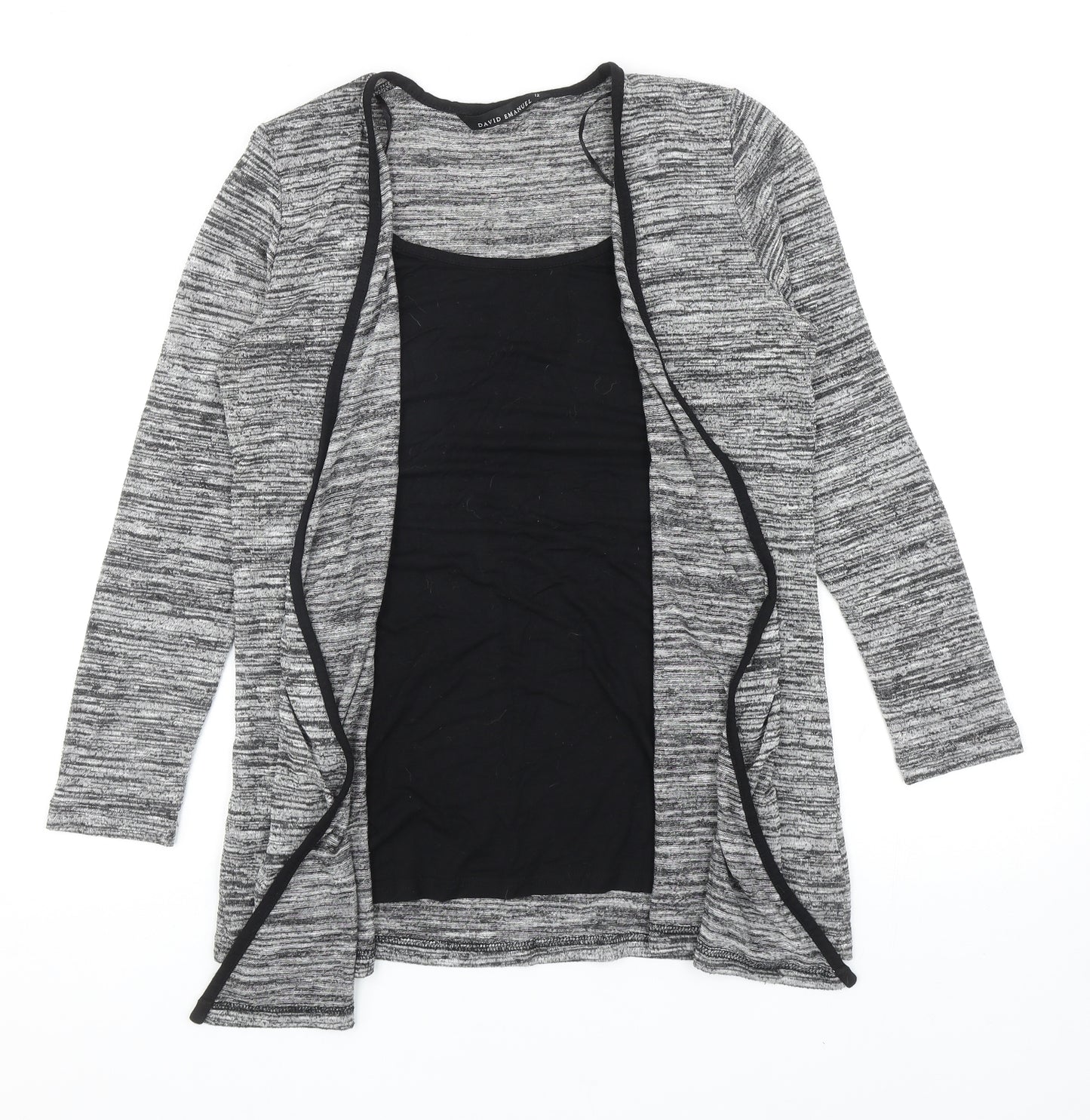 David Emanuel Womens Grey V-Neck Viscose Shrug Jumper Size 12