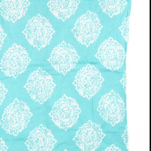 Bonmarché Womens Blue Geometric Viscose Basic T-Shirt Size S V-Neck