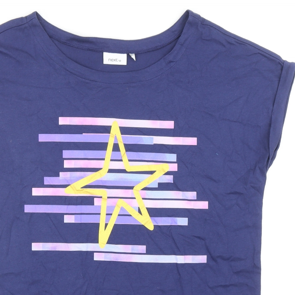 NEXT Womens Blue Cotton Basic T-Shirt Size 14 Round Neck