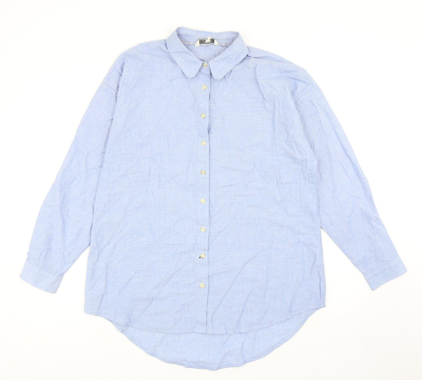 NEXT Womens Blue Cotton Basic Button-Up Size 14 V-Neck