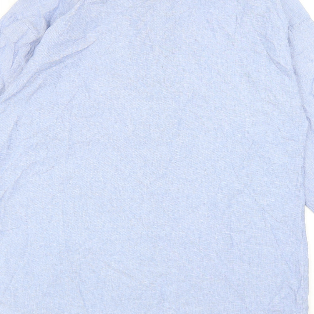 NEXT Womens Blue Cotton Basic Button-Up Size 14 V-Neck