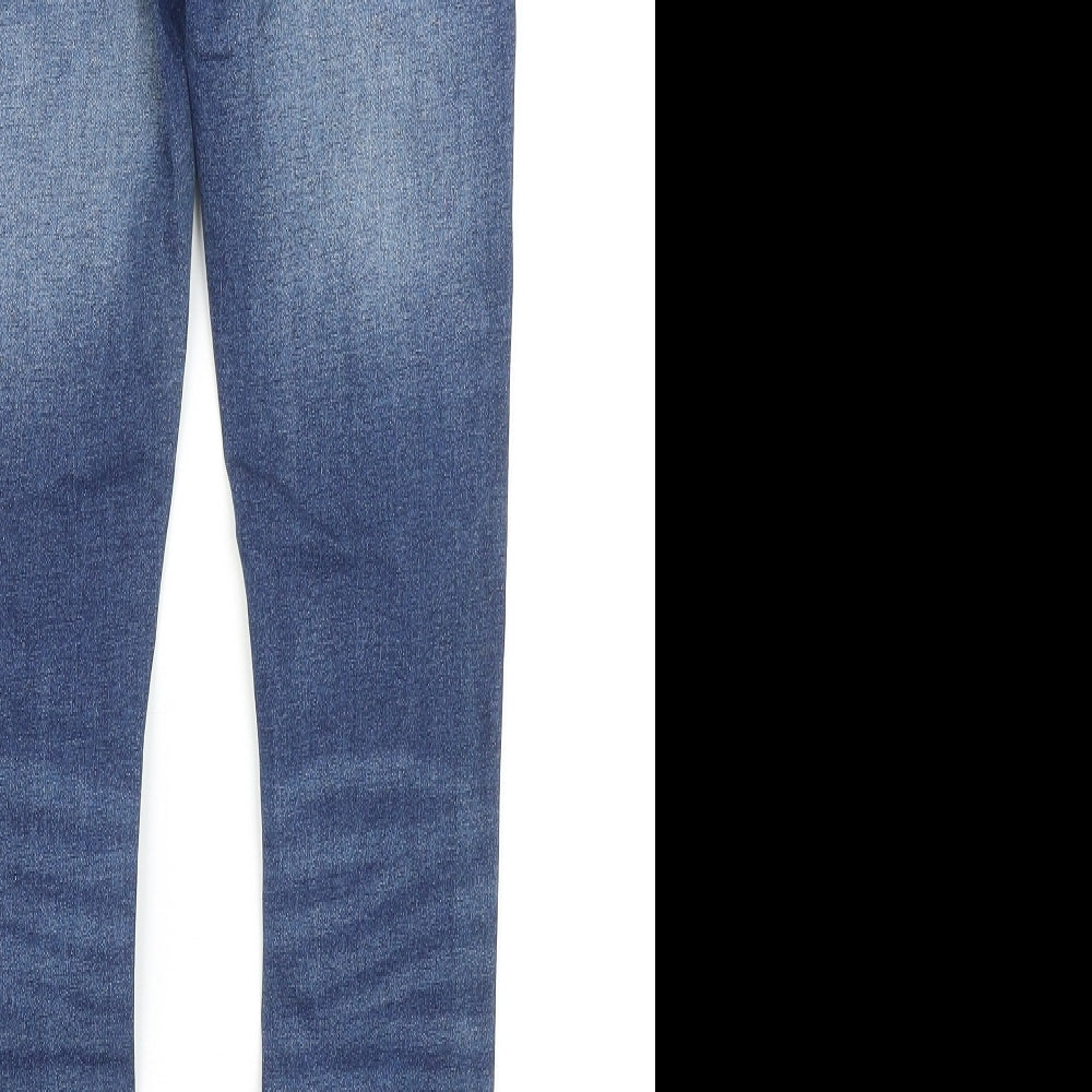 River Island Boys Blue Cotton Skinny Jeans Size 11 Years Regular Zip - Distressed