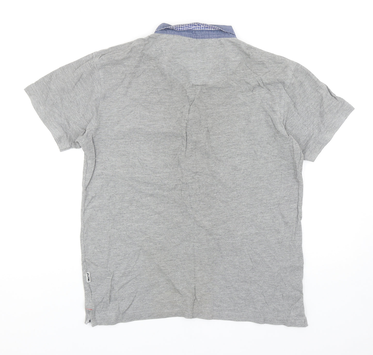 Soul Star Mens Grey Cotton Polo Size L Collared Button