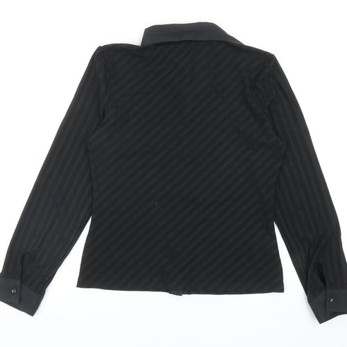 AMARANTO Womens Black Geometric Polyester Basic Button-Up Size 12 V-Neck